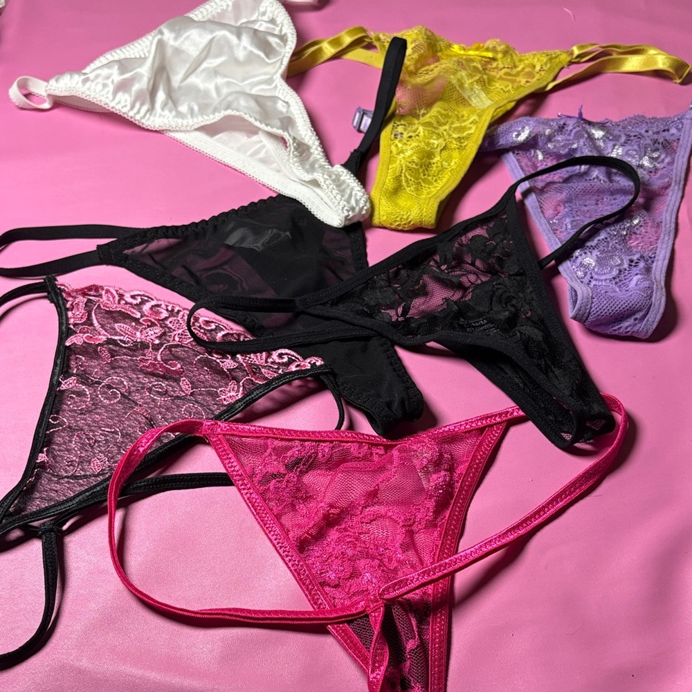 Lace Sheer Thong Panty - Hot Pink, Black, White, Yellow, Lavender 7️⃣